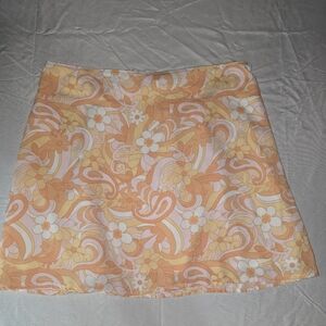 Hollister Floral Orange Women's Skirt Hippy Festie Festival 70s